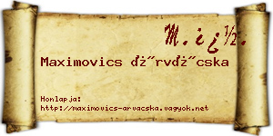 Maximovics Árvácska névjegykártya